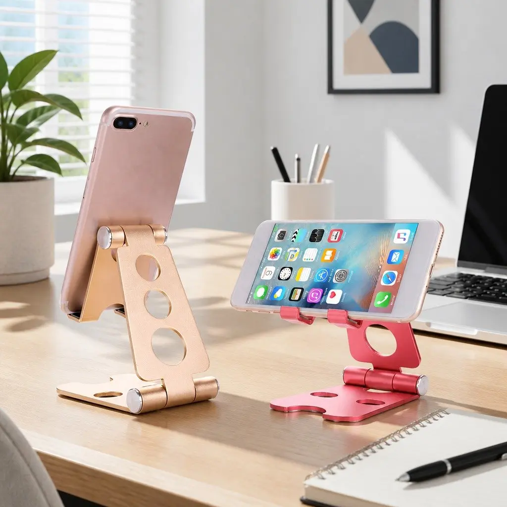 Mobile Phone Holder Desk Portable Adjustable Metal Folding Stand 10X8X6cm