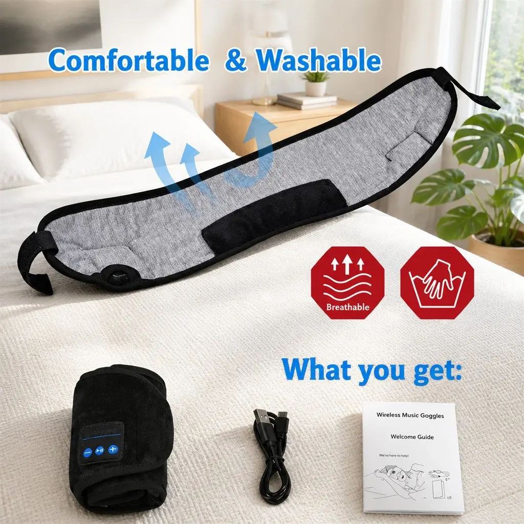 Wireless Bluetooth Stereo Sleep Eye Mask Headphones for Sleeping 13x16.5x6cm