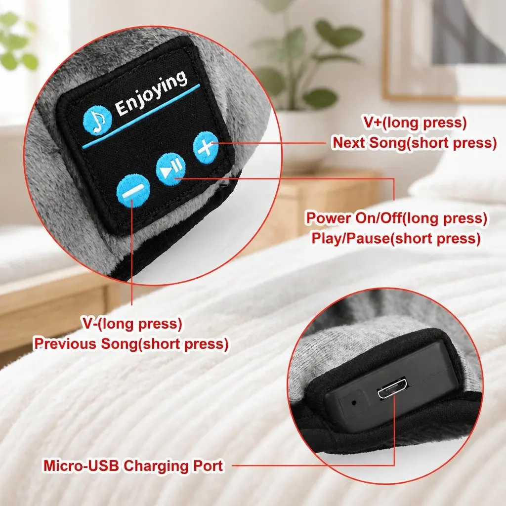 Wireless Bluetooth Stereo Sleep Eye Mask Headphones for Sleeping 13x16.5x6cm