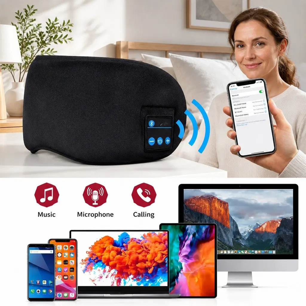 Wireless Bluetooth Stereo Sleep Eye Mask Headphones for Sleeping 13x16.5x6cm