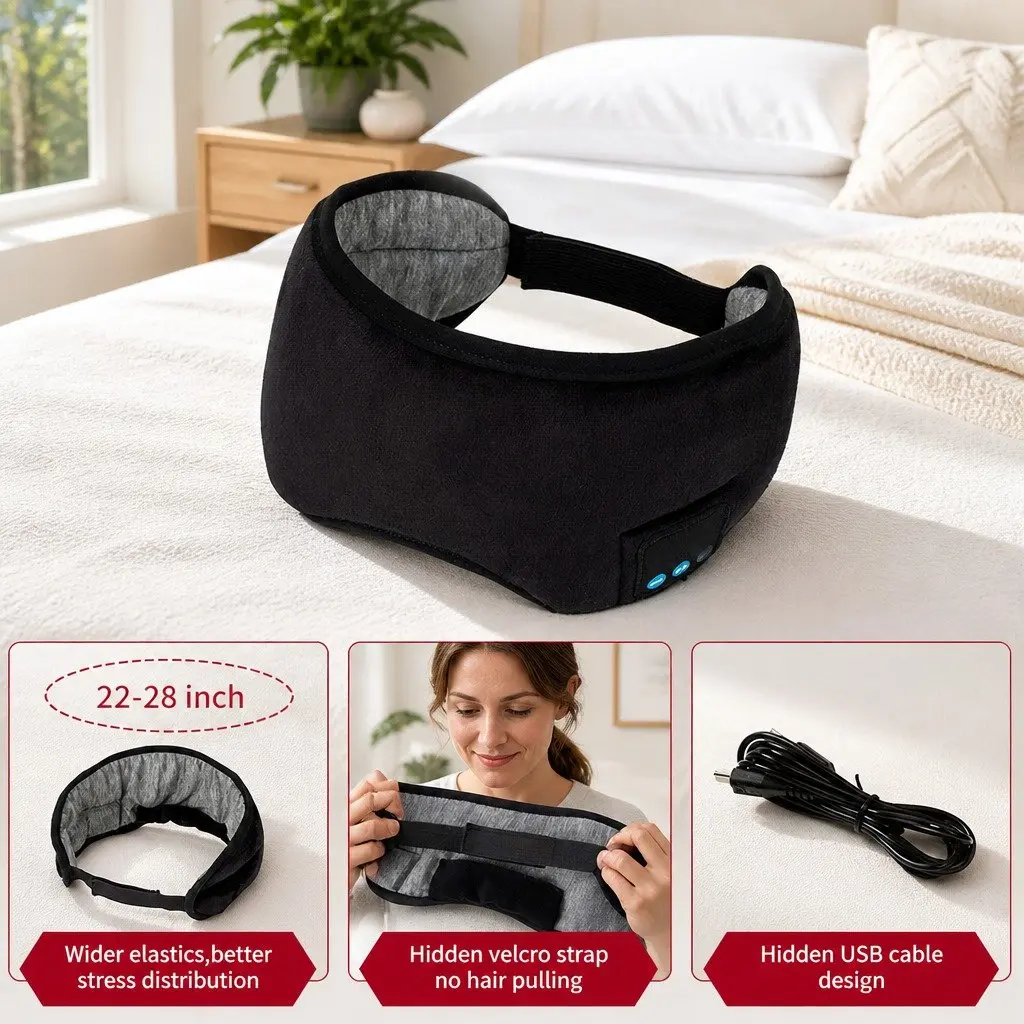 Wireless Bluetooth Stereo Sleep Eye Mask Headphones for Sleeping 13x16.5x6cm