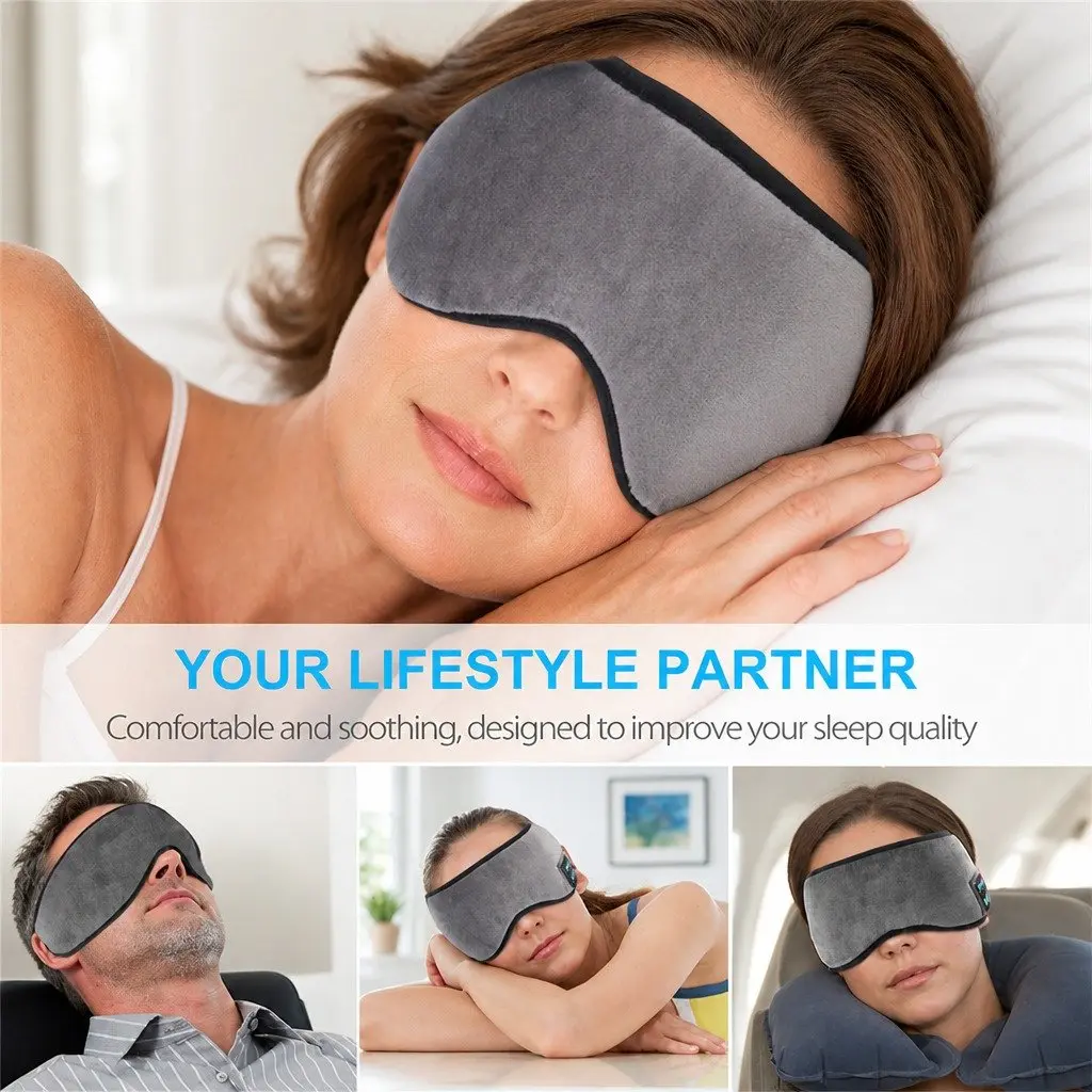 Bluetooth 5.0 Wireless Stereo Eye Mask Headphones Sleep Music Relaxation