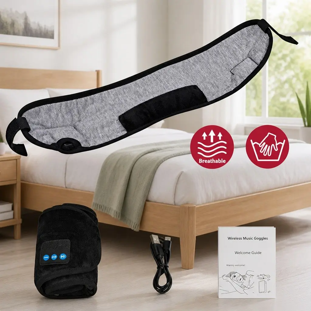 Bluetooth 5.0 Wireless Stereo Eye Mask Headphones Sleep Music Relaxation