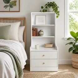 Specifications of Modern 3-Shelf Bedside Cabinet in White