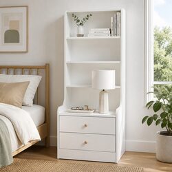 Modern Bedside Cabinet: 47 × 39 × 142 cm, Warm White