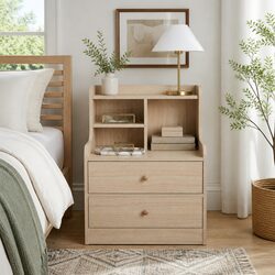 Wooden Nightstand Specs: 47x39x67 cm, E1 MDF Construction