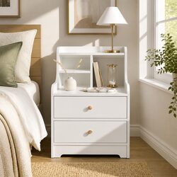 Specifications of Warm White Bedside Table with Drawers