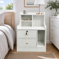Dimensions and Features of a White Wooden Nightstand