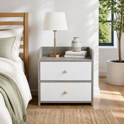 Bedside Table Dimensions 47x39x48 cm in Light Gray and White
