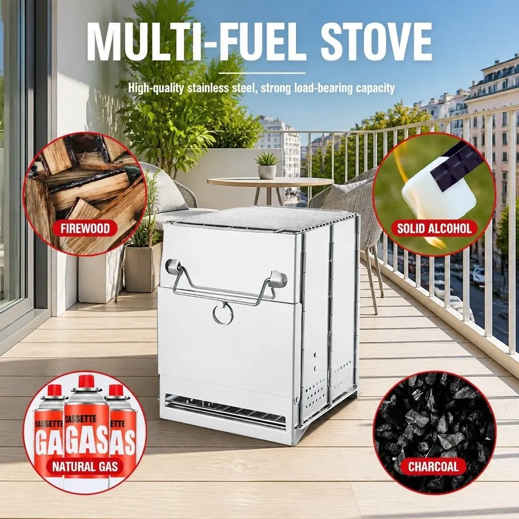 Portable Folding Charcoal Camping Stove Outdoor Use 21x20x27cm