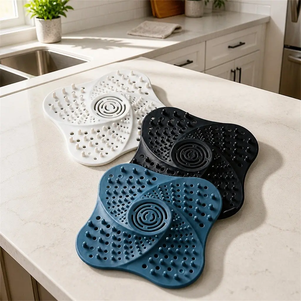 Silicone Drain Cover Kitchen Sink Toilet 13cm Black