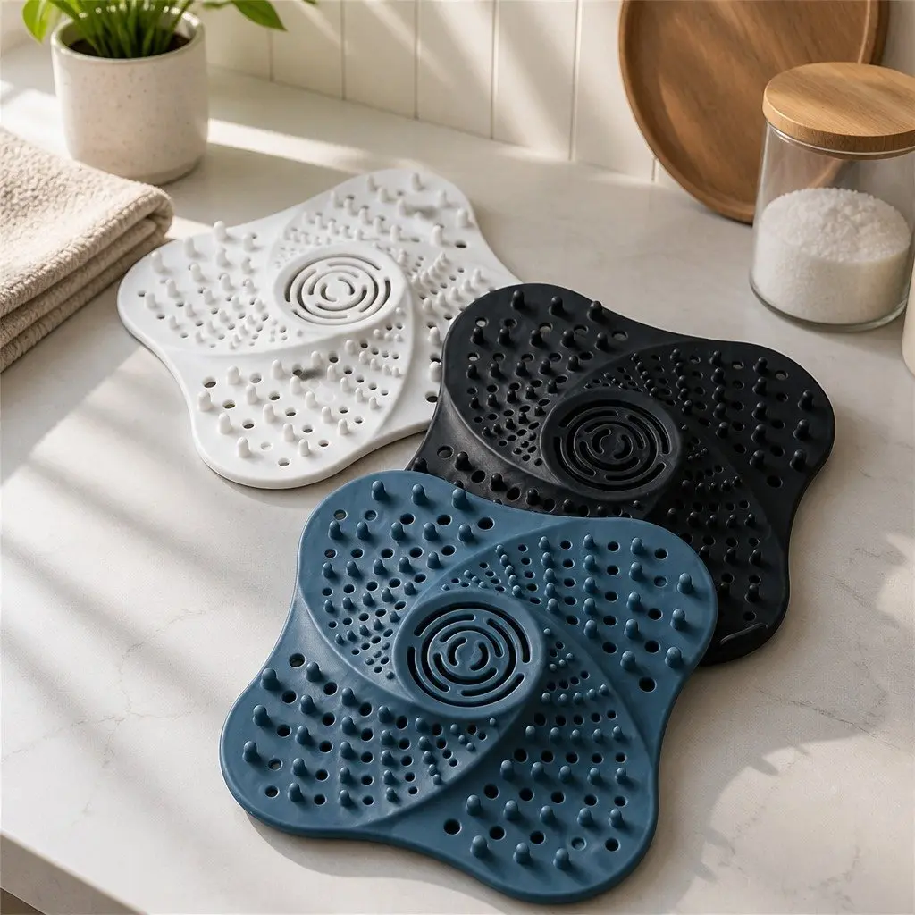 Silicone Drain Cover Kitchen Sink 13cm X 13cm Blue