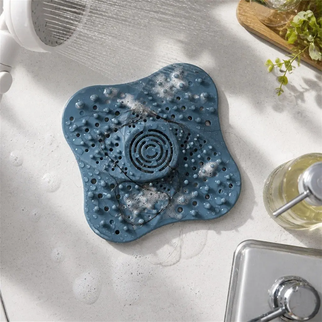 Silicone Drain Cover Kitchen Sink 13cm X 13cm Blue