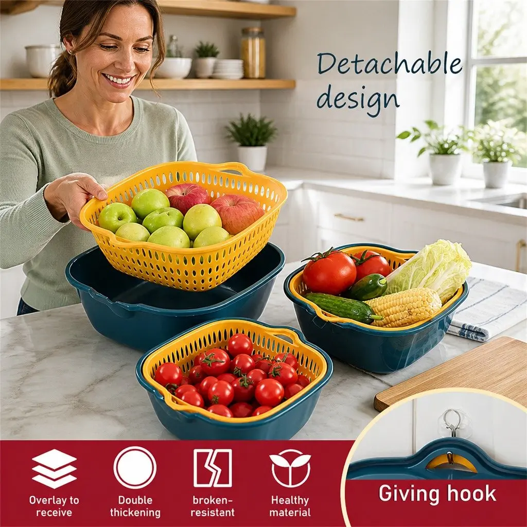 Fruit Vegetable Storage Basket Set Six Piece Kitchen Organiser