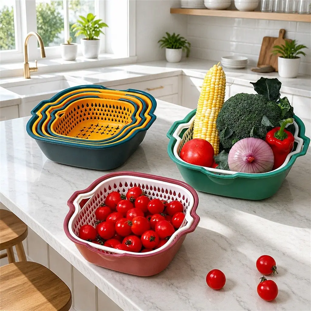 Fruit Vegetable Storage Basket Set Six Piece Kitchen Organiser