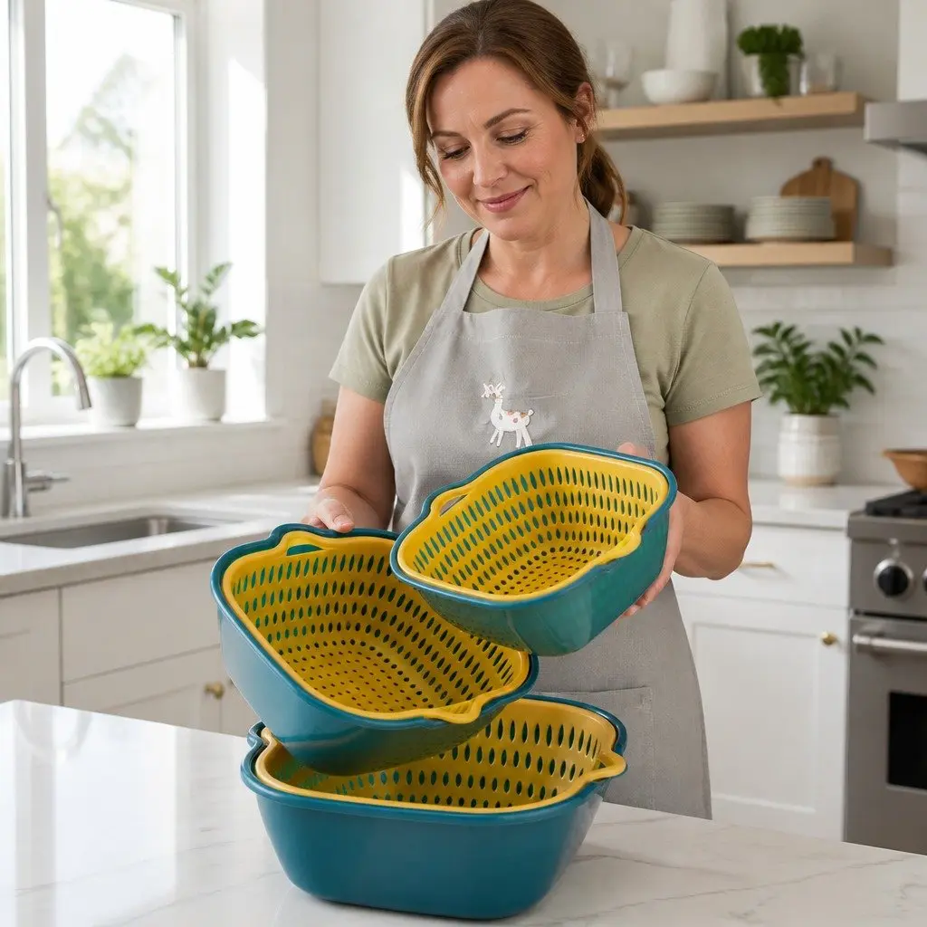 Fruit Vegetable Storage Basket Set Six Piece Kitchen Organiser