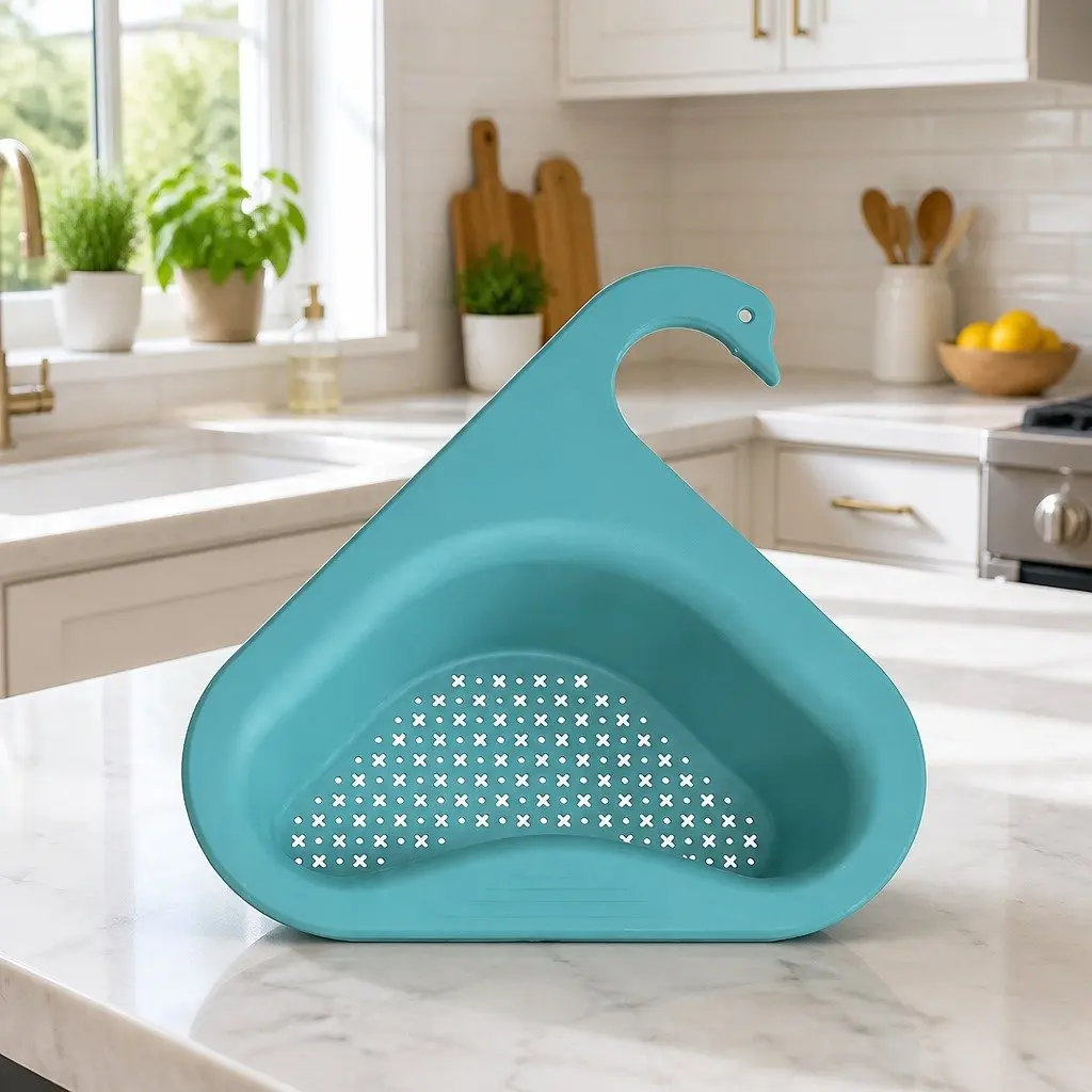 Kitchen Sink Drain Basket Strainer Vegetable Produce Organizer Blue