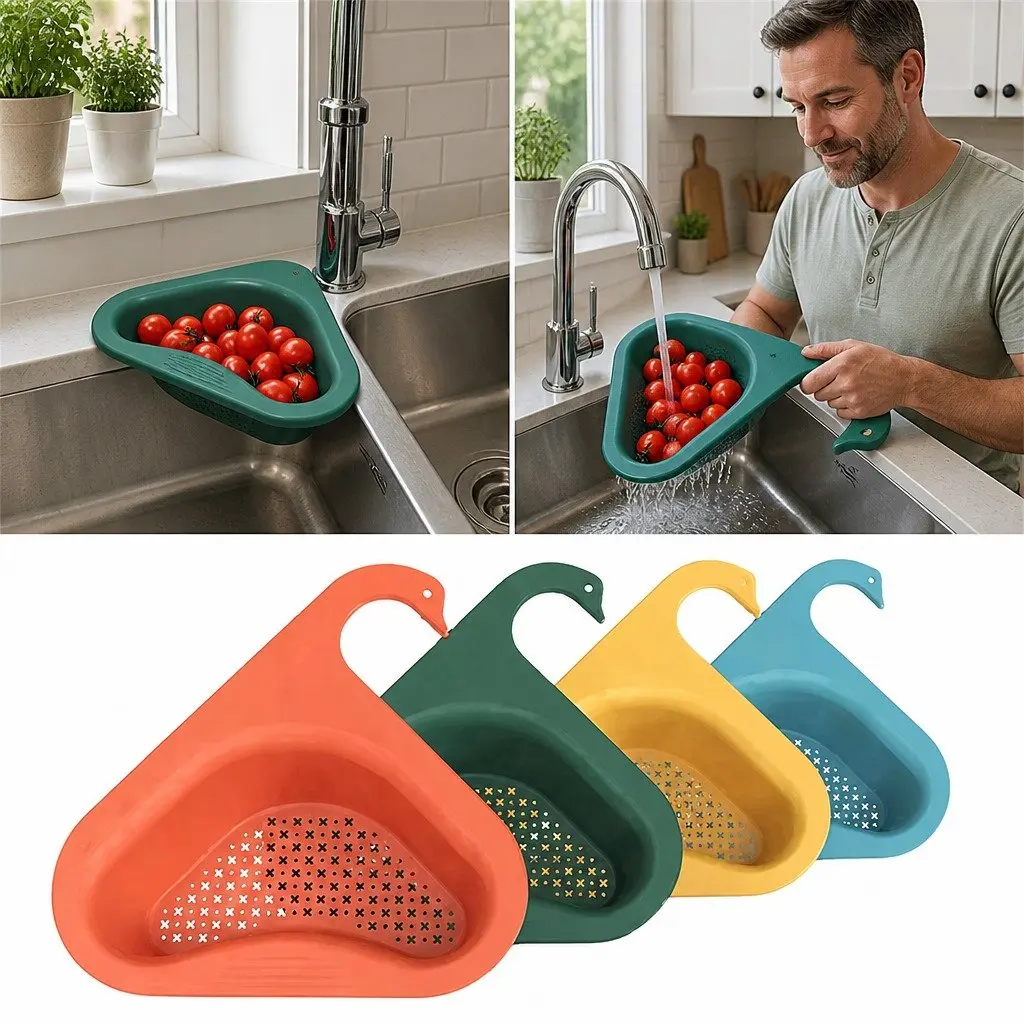 Kitchen Sink Drain Basket Strainer Vegetable Produce Organizer Blue