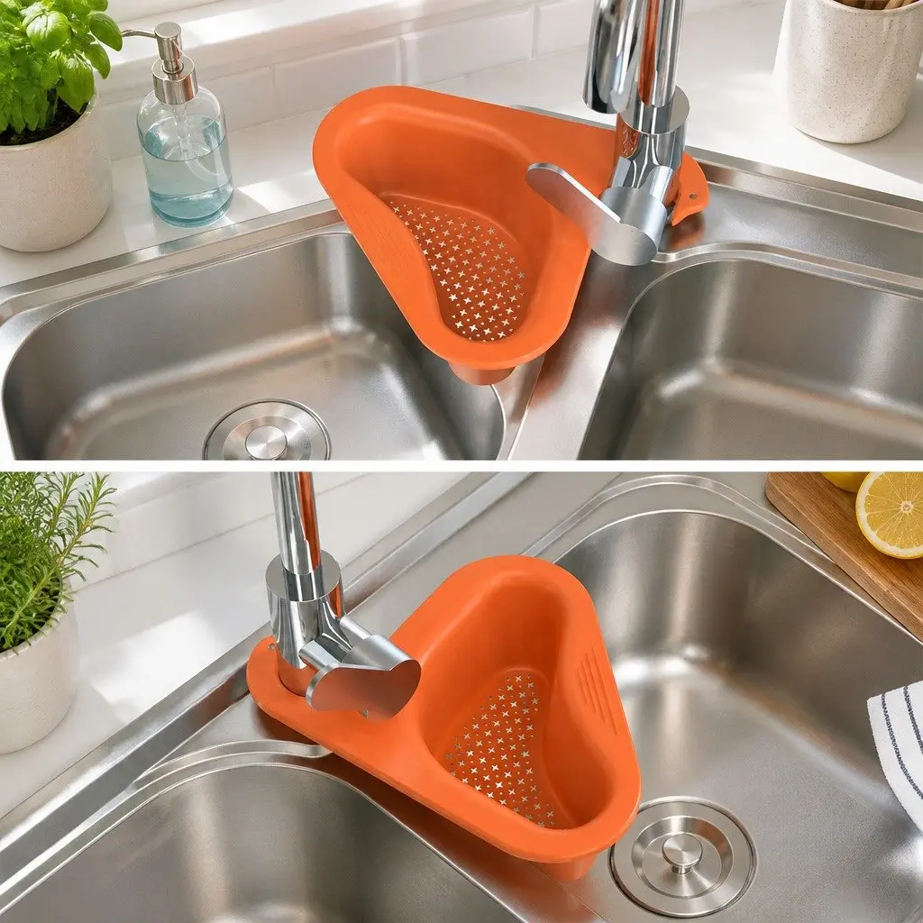Kitchen Sink Drain Basket Strainer Vegetable Produce Organizer Blue
