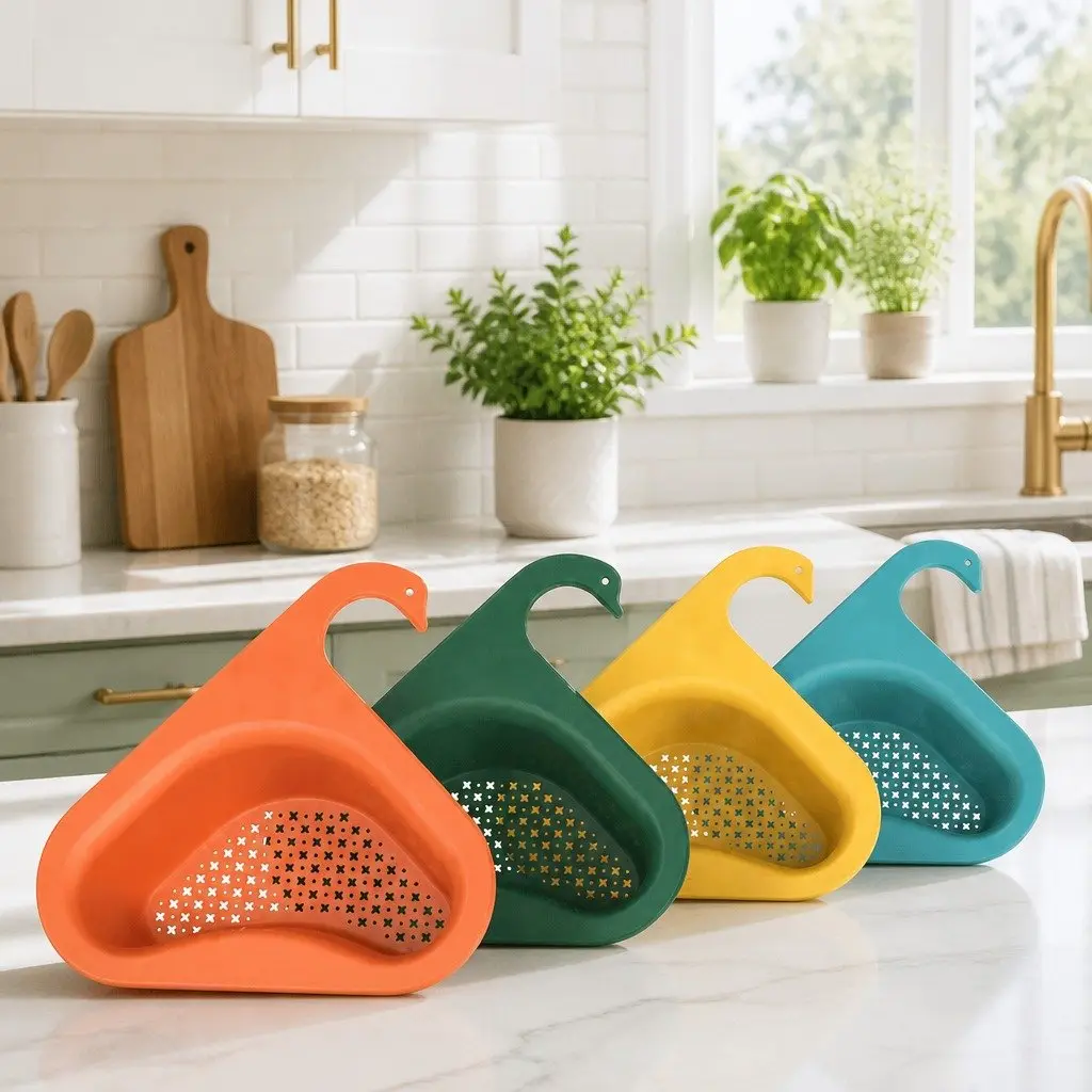 Kitchen Sink Drain Basket Strainer Vegetable Produce Organizer Blue