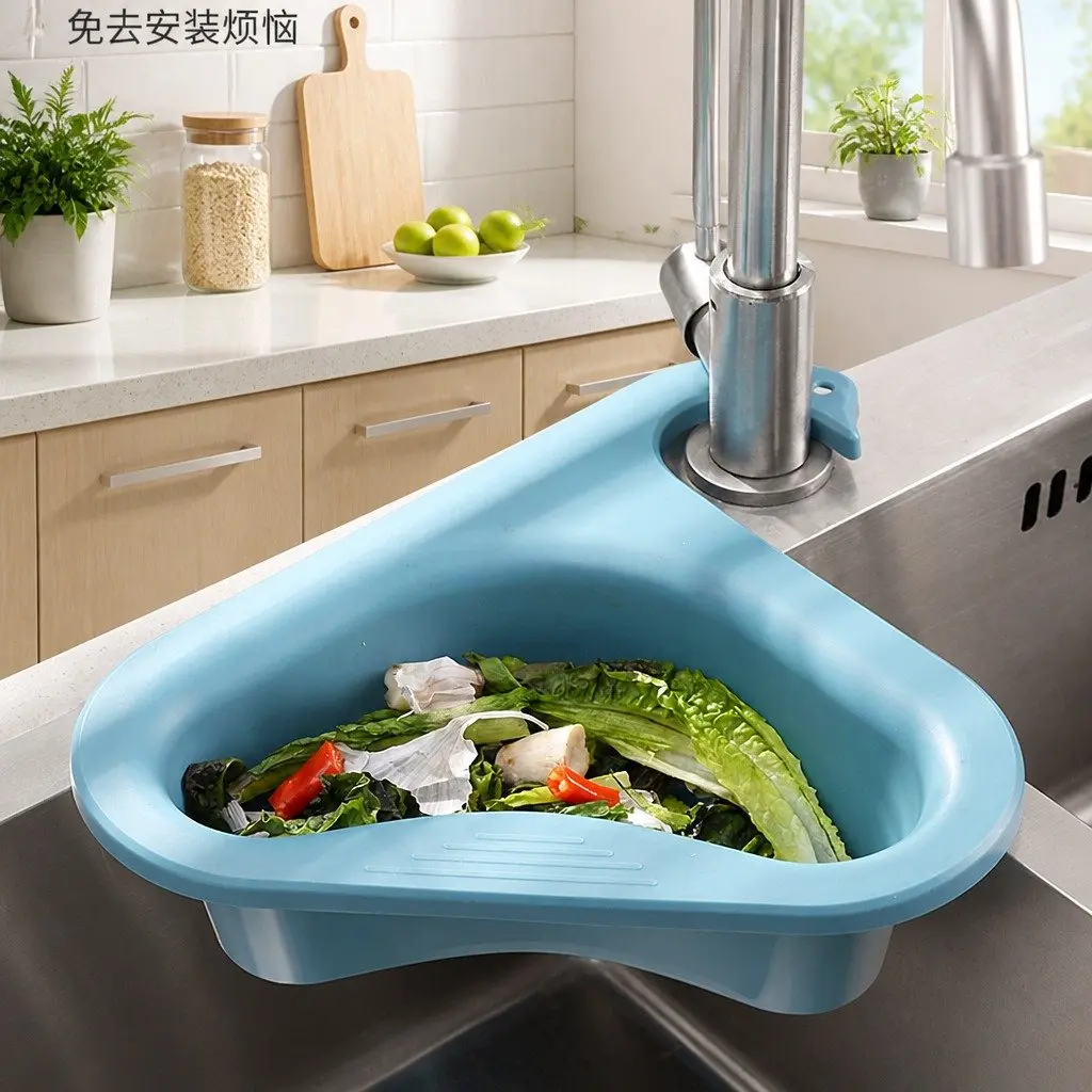Triangle Kitchen Sink Organizer Storage Basket Green