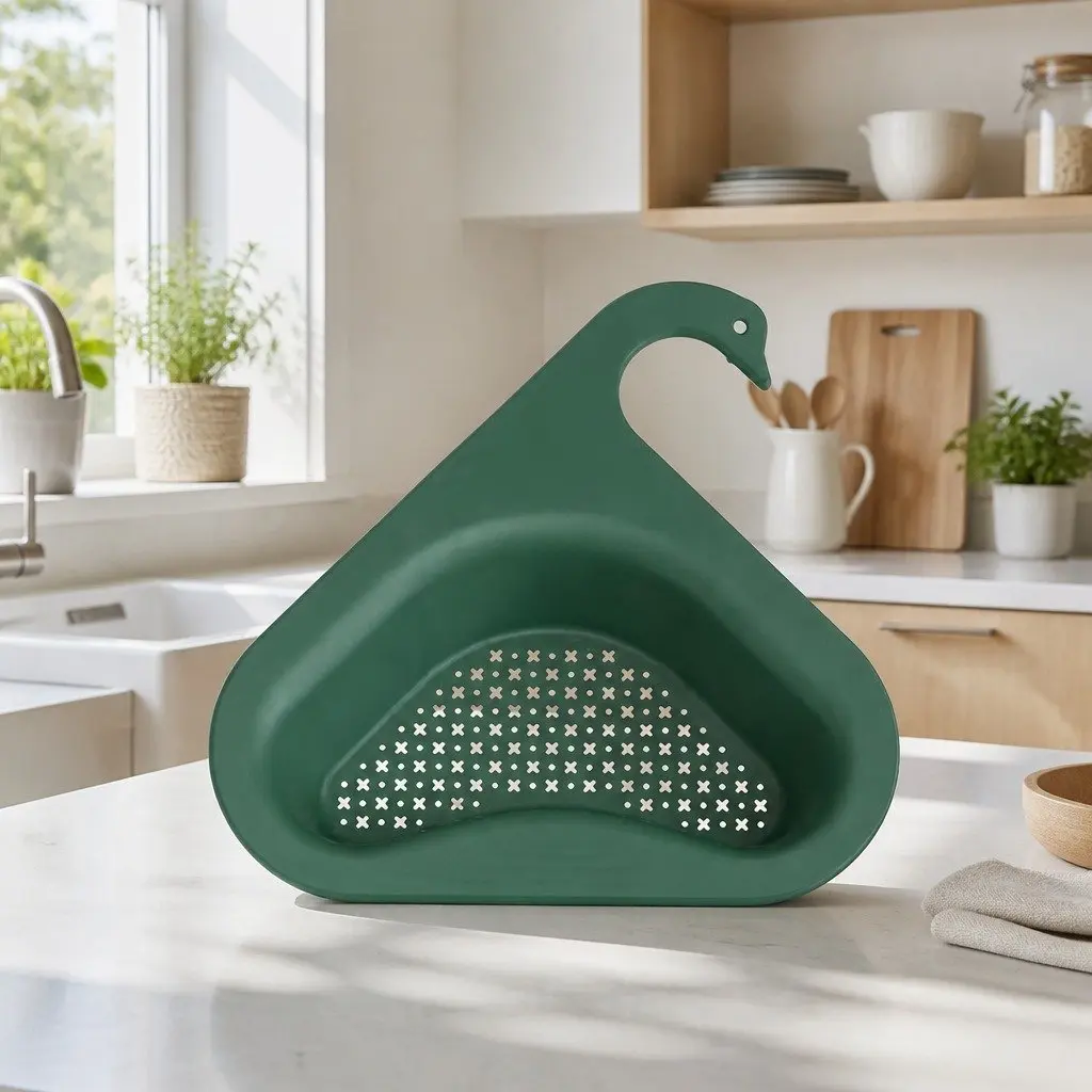 Triangle Kitchen Sink Organizer Storage Basket Green