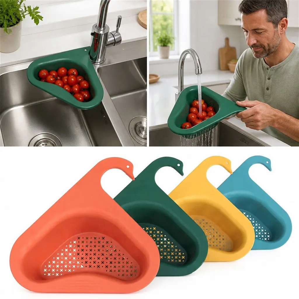 Triangle Kitchen Sink Organizer Storage Basket Green