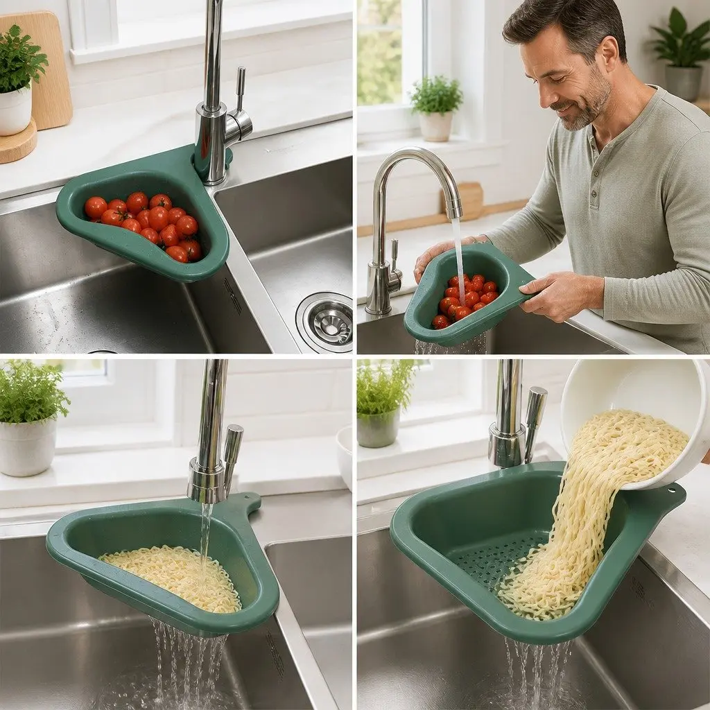 Triangle Kitchen Sink Organizer Storage Basket Green