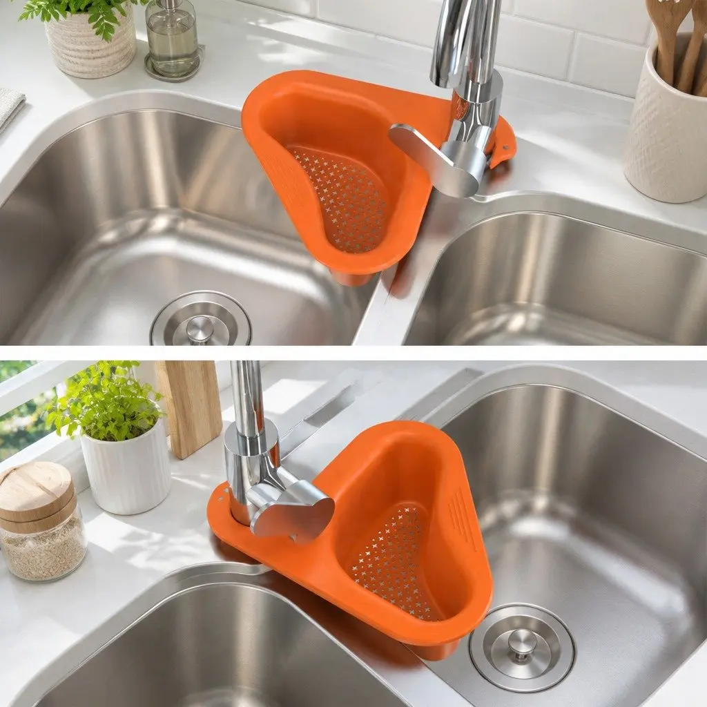 Triangle Kitchen Sink Organizer Storage Basket Green