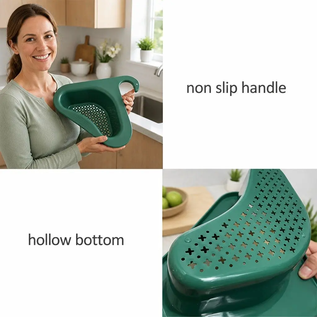 Triangle Kitchen Sink Organizer Storage Basket Green