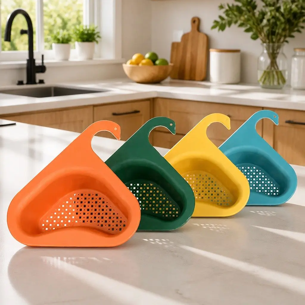 Triangle Kitchen Sink Organizer Storage Basket Green