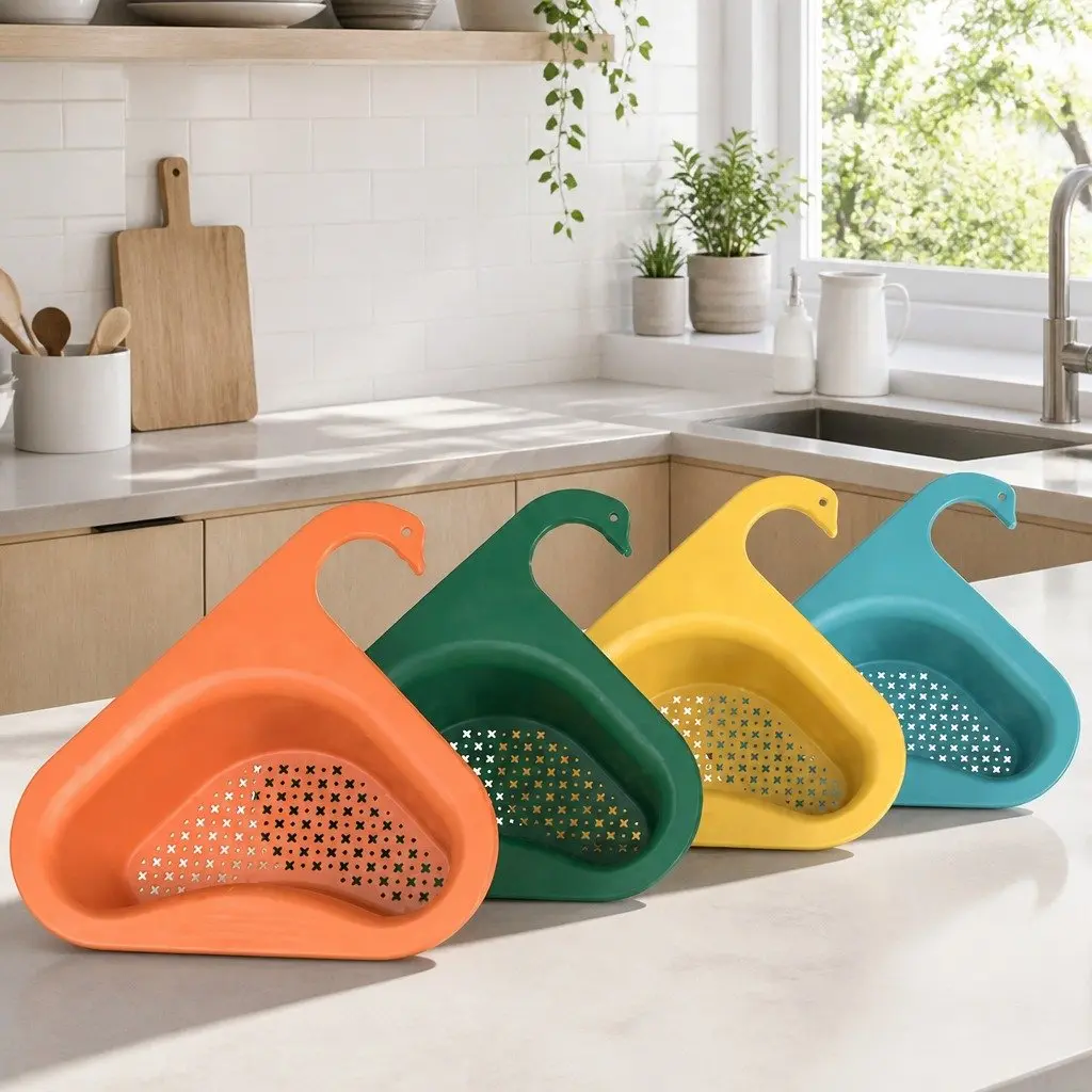 Triangle Kitchen Sink Organizer Storage Basket Green