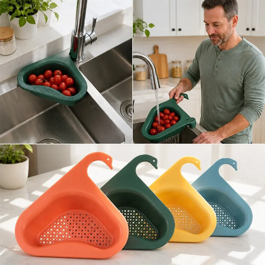 Triangle Kitchen Sink Drain Basket Hanging Storage Rack Household Drainer