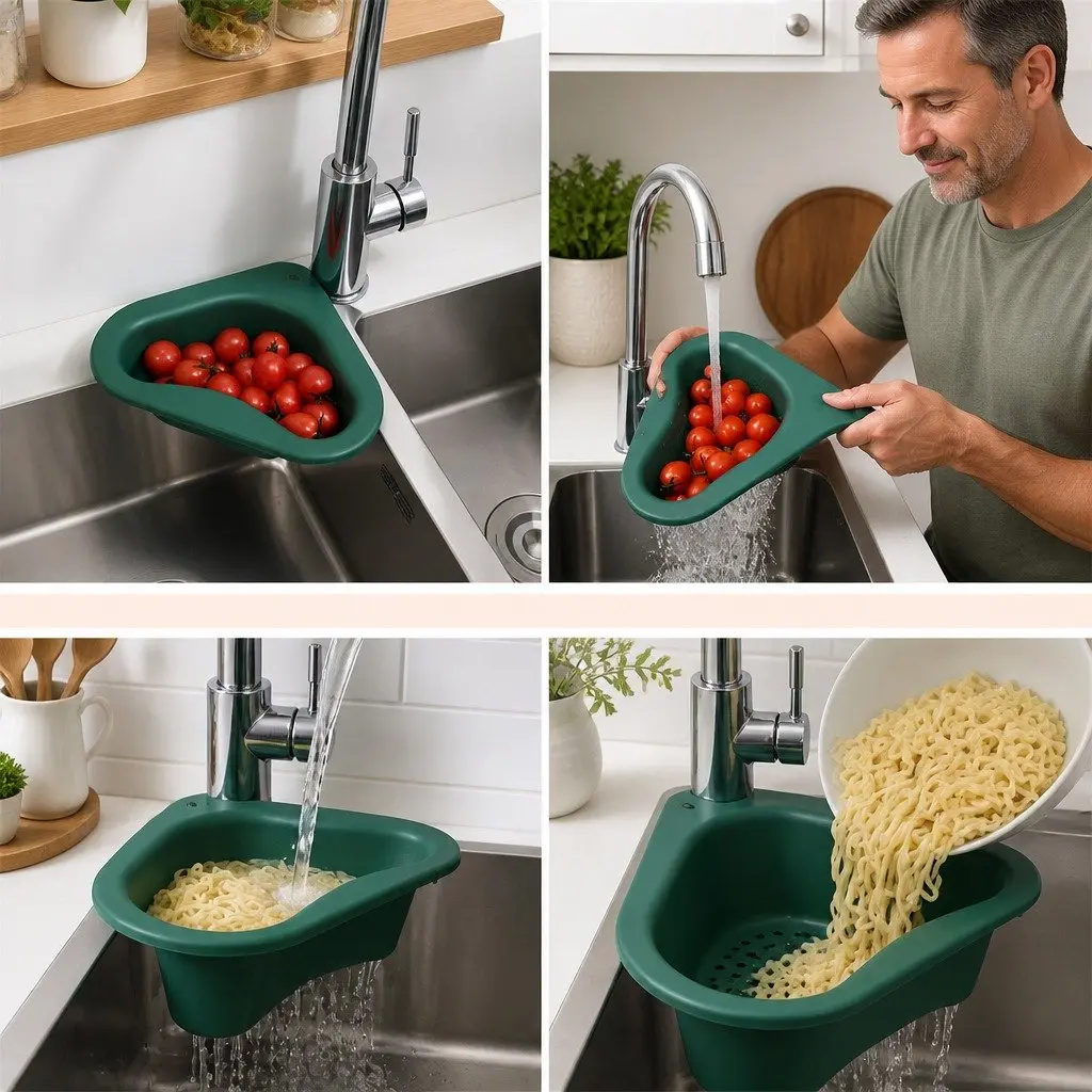 Triangle Kitchen Sink Drain Basket Hanging Storage Rack Household Drainer