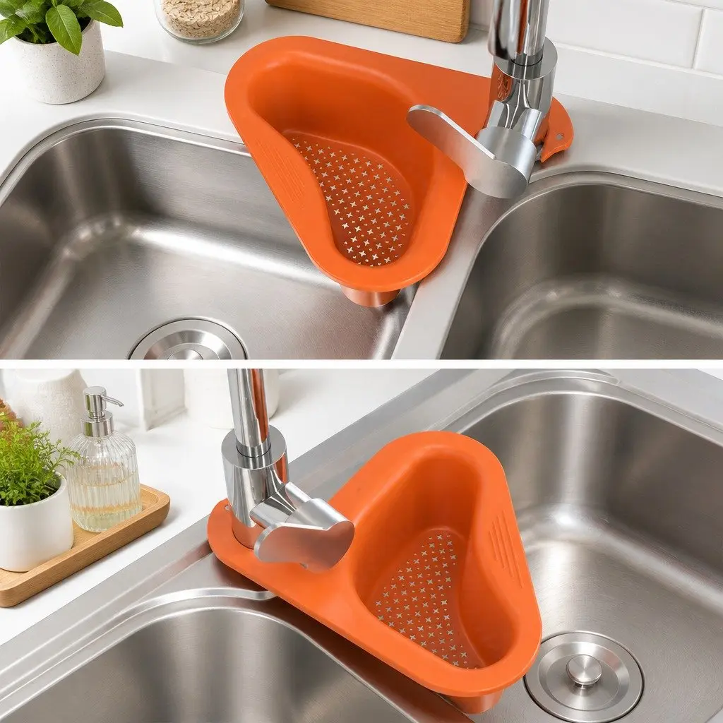 Triangle Kitchen Sink Drain Basket Hanging Storage Rack Household Drainer
