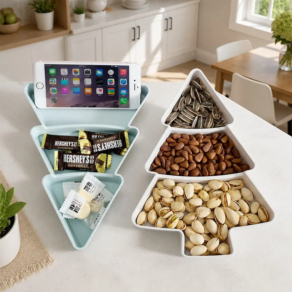Dried Fruit Tray for Kitchen or Dining Space 25.5 X 18.5cm Tree Shaped Serving Plate Blue