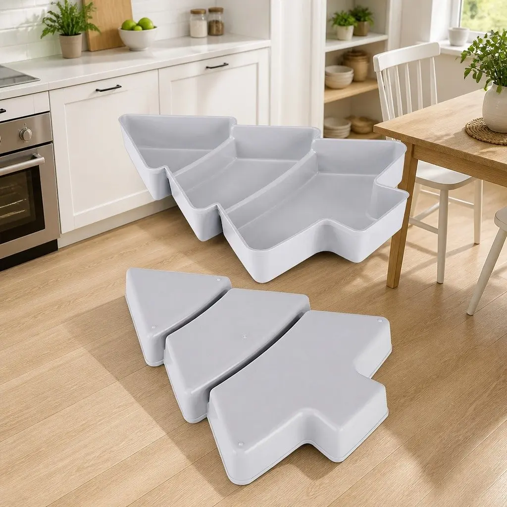 Dried Fruit Tray for Kitchen or Dining Space 25.5 X 18.5cm Tree Shaped Serving Plate Blue
