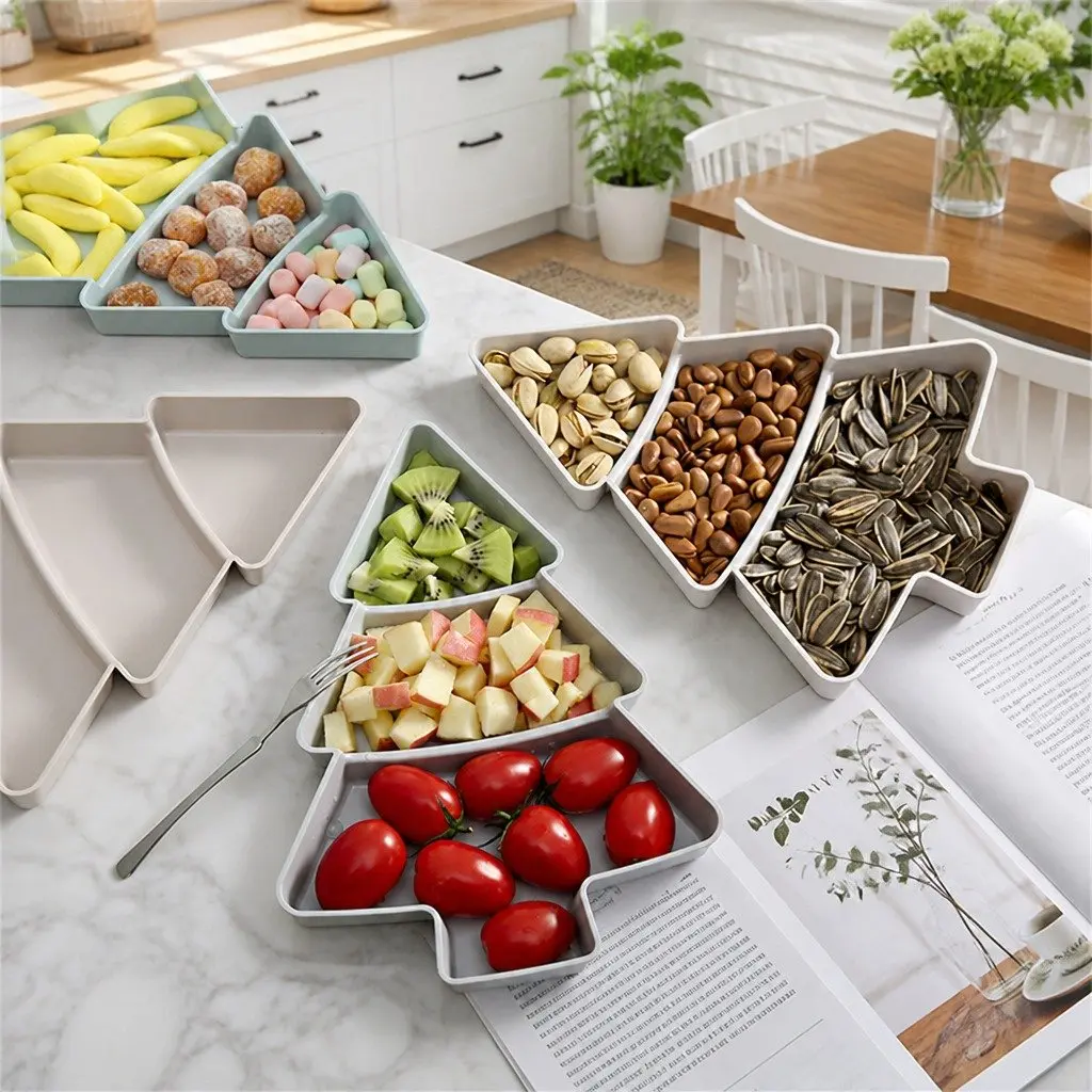 Dried Fruit Tray for Kitchen or Dining Space 25.5 X 18.5cm Tree Shaped Serving Plate Blue
