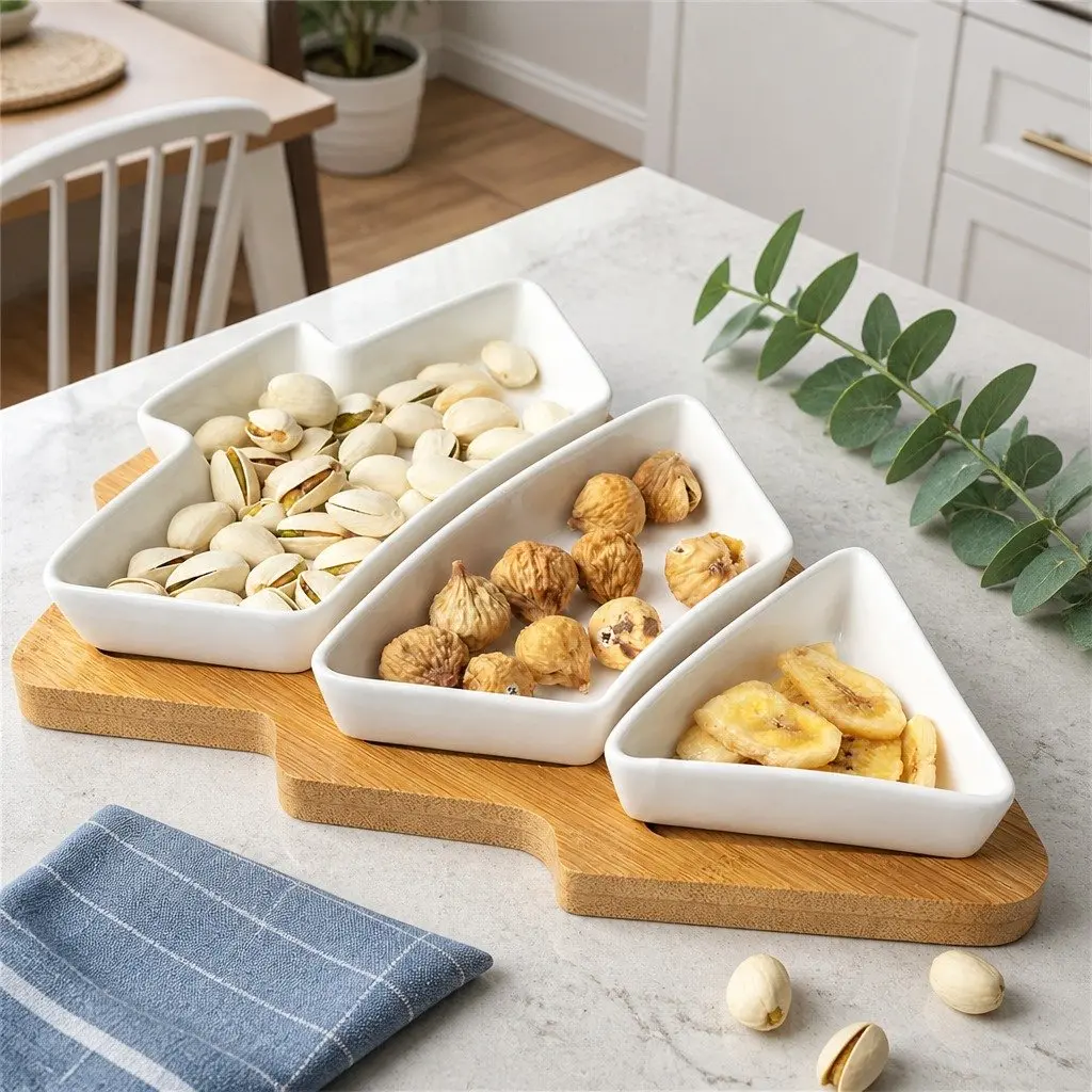 Dried Fruit Tray for Kitchen or Dining Space 25.5 X 18.5cm Tree Shaped Serving Plate Blue