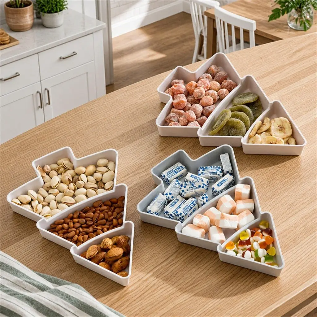 Dried Fruit Tray for Kitchen or Dining Space 25.5 X 18.5cm Tree Shaped Serving Plate Blue