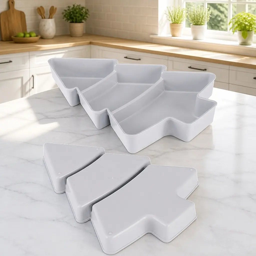 Small Tree Design Split Dry Fruit Plate Snack Food Storage Household White