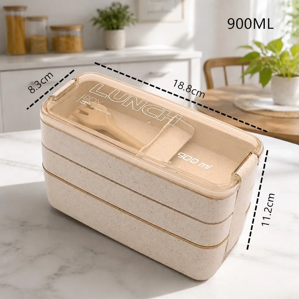 Bento Lunch Box for Meal Prep 900ml Leakproof Container with Compartments