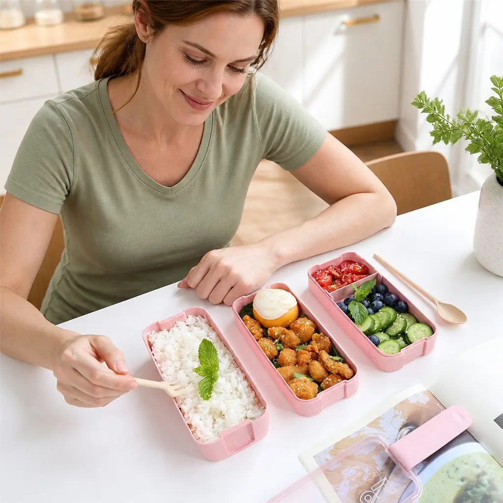 Bento Lunch Box for Meal Prep 900ml Leakproof Container with Compartments