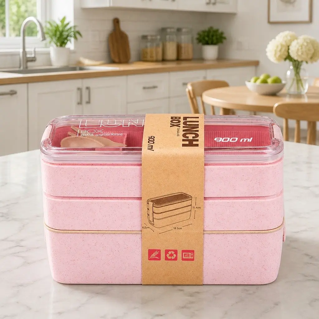 Bento Lunch Box for Meal Prep 900ml Leakproof Container with Compartments