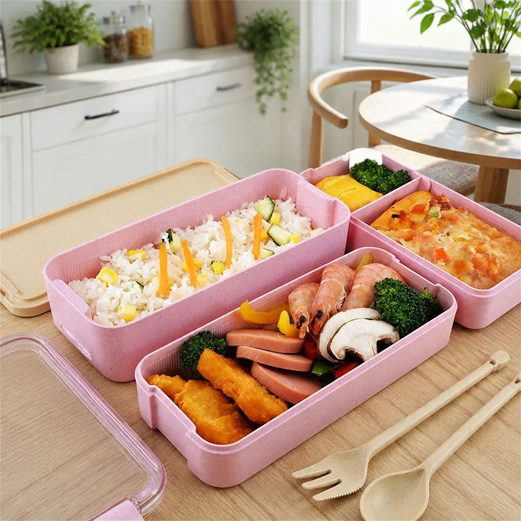 Bento Lunch Box for Meal Prep 900ml Leakproof Container with Compartments