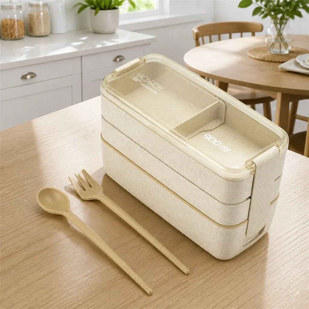 Bento Lunch Box for Meal Prep 900ml Leakproof Container with Compartments
