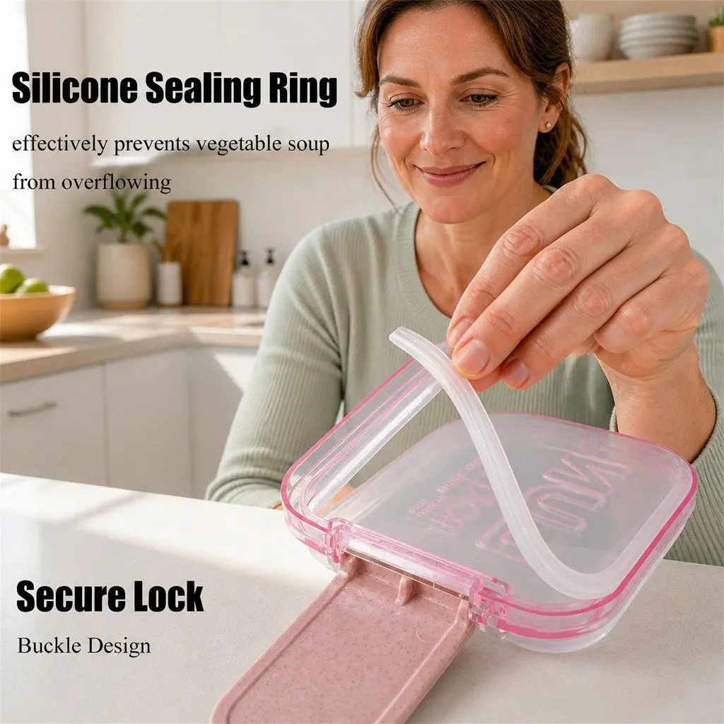 3-Layer Bento Box Lunch Container with Lid Leakproof Food Storage Compartment