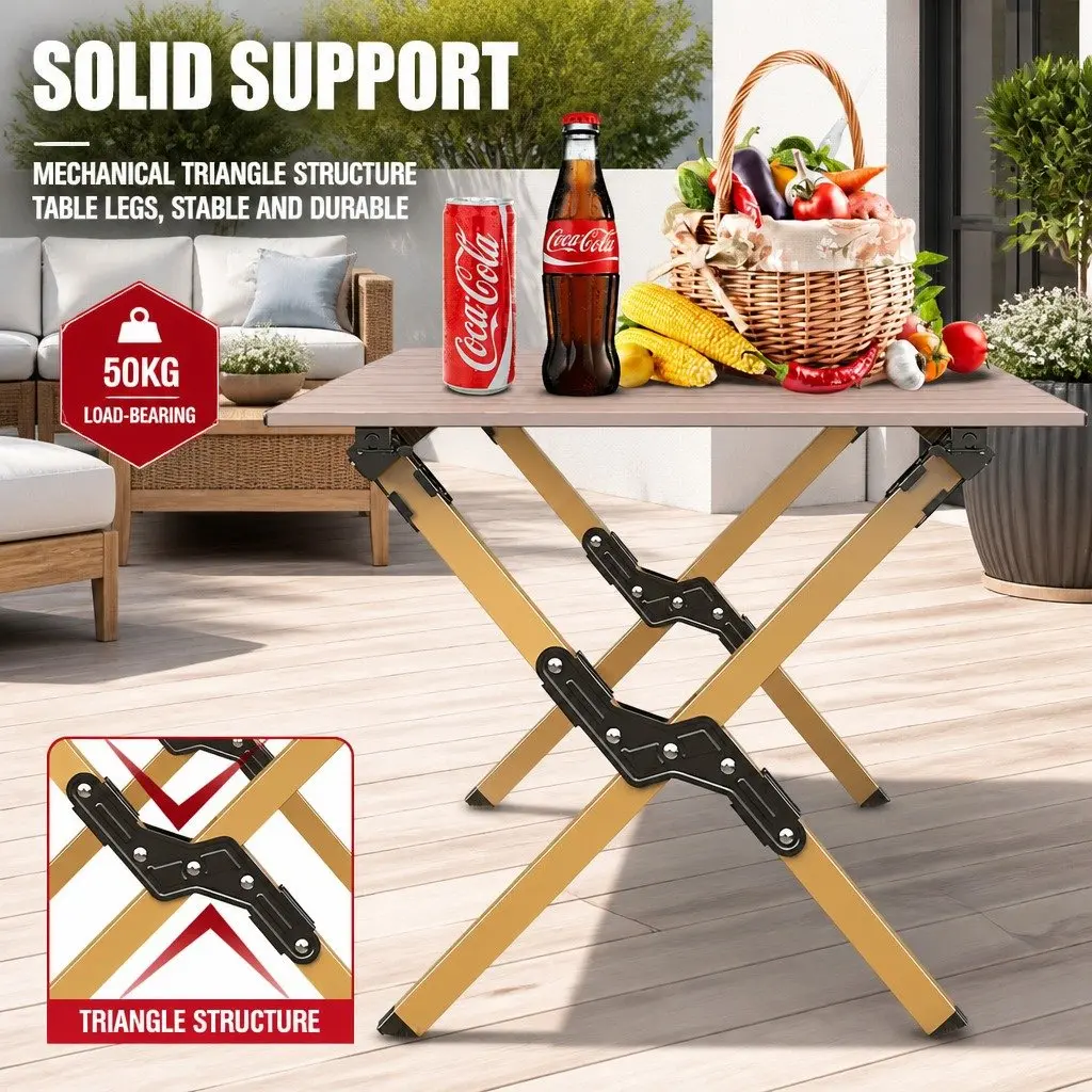 Portable Foldable Carbon Steel Camping Table Outdoor Picnic BBQ Roll Desk