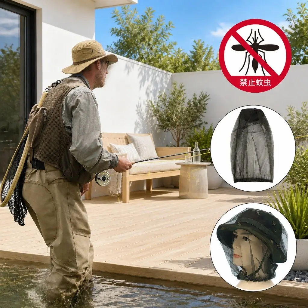 Mosquito Fly Head Net Bee Outdoor Fishing Insect Mesh Hat Face Protector Cover