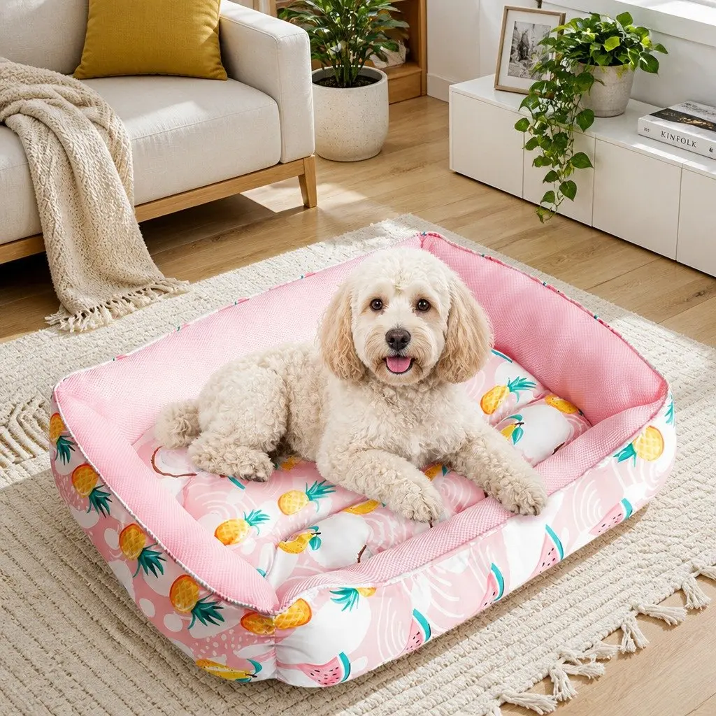 Pet Cooling Pad Waterproof Summer Ice Mat Bed for Dogs Cats Puppies Pink